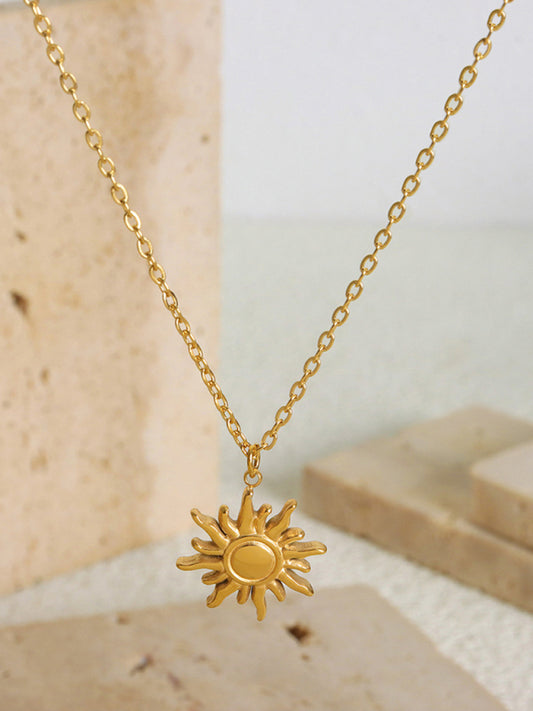 New clavicle chain fashionable simple small sun pendant titanium steel necklace